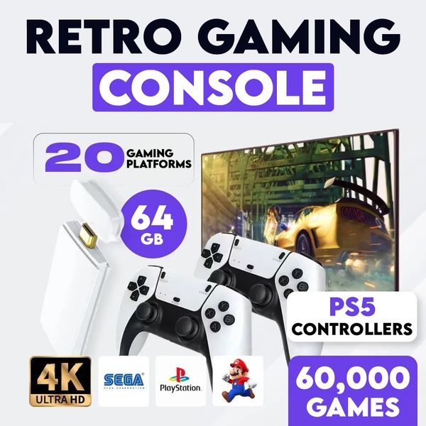 VERUSU RetroStick™ - 60,000 Retro Games + 2 Free Controllers